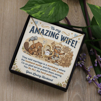 To My Wife Necklace From Husband, Funny Anniversary Gift for Her, Wife Birthday Gift - Love Knot Necklace-LKN49192