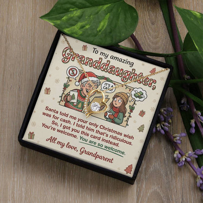 To My Granddaughter Necklace From Grandparent - Funny Christmas Gift for Her, Xmas Gift Idea from Grandparents, Love Knot Necklace-LKN20224