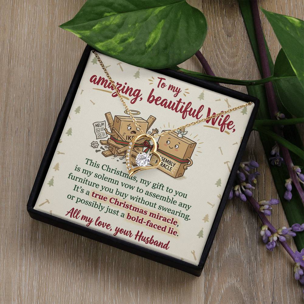 To My Wife Necklace From Husband, Funny Christmas Gift For Her, Christmas Miracle Present, Love Knot Necklace-LKN22909
