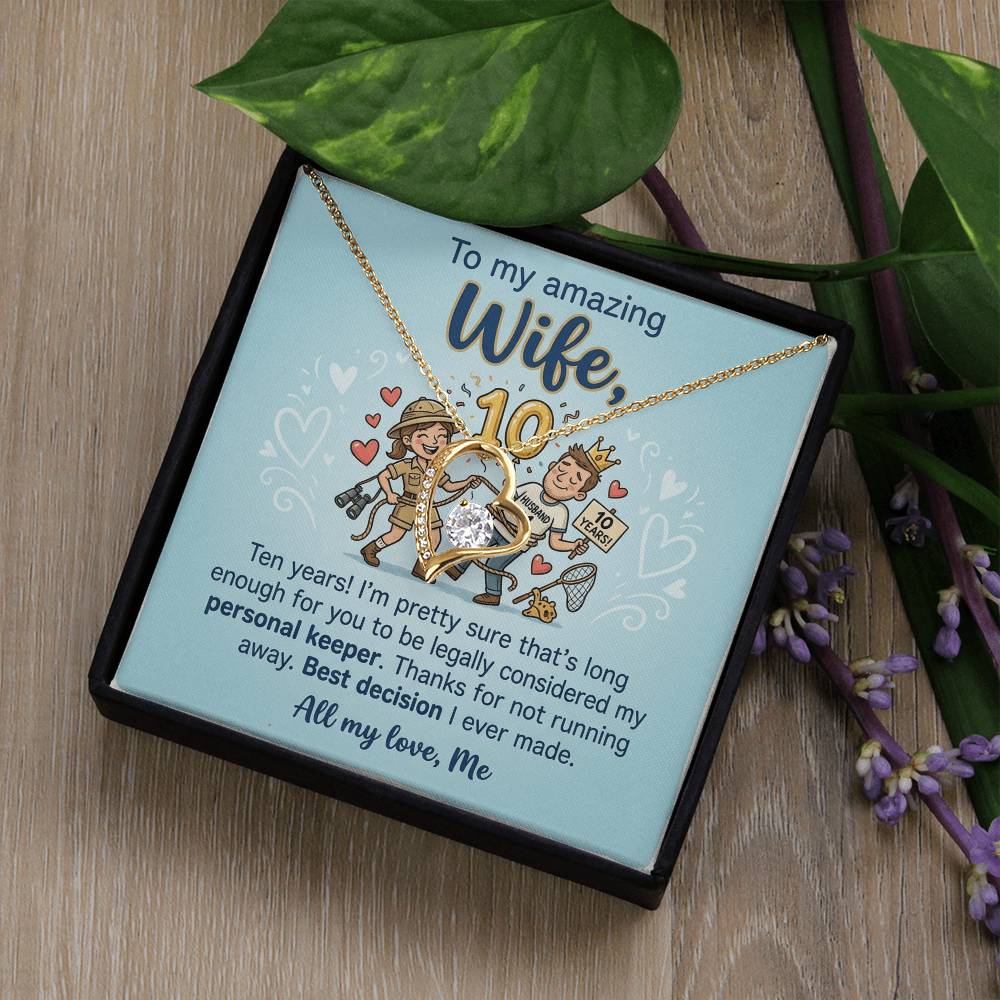 To My Wife Necklace From Husband, 10th Anniversary Gift, 10 Year Wedding Gift Idea for Her, Love Knot Necklace-LKN92076