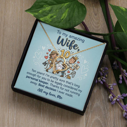 To My Wife Necklace From Husband, 10th Anniversary Gift, 10 Year Wedding Gift Idea for Her, Love Knot Necklace-LKN92076