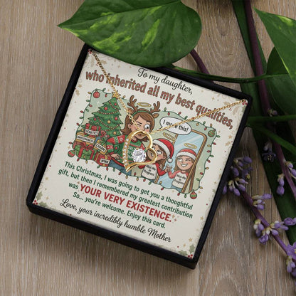 To My Daughter Necklace From Mother, Funny Christmas Gift, Gift For Daughter From Mom - Love Knot Necklace-LKN29867