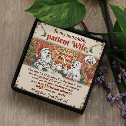 To My Patient Wife Necklace From Husband, Funny Christmas Gift, Holiday Present for Her - Love Knot Necklace-LKN52468