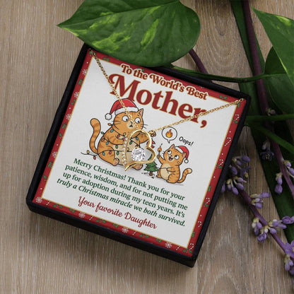 To My Mother Necklace From Daughter - Funny Christmas Gift for the World's Best Mom - Love Knot Necklace-LKN21180