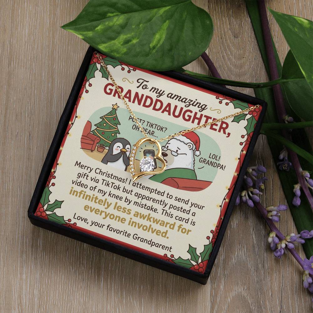 To My Granddaughter Necklace From Grandparent, Funny Christmas Gift for Granddaughter, Xmas Gift Idea - Love Knot Necklace-LKN45951