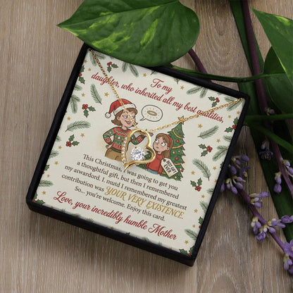 To My Daughter Necklace From Mother, Funny Christmas Gift, Holiday Gift For Daughter, Mother Daughter Gift - Love Knot Necklace-LKN92225