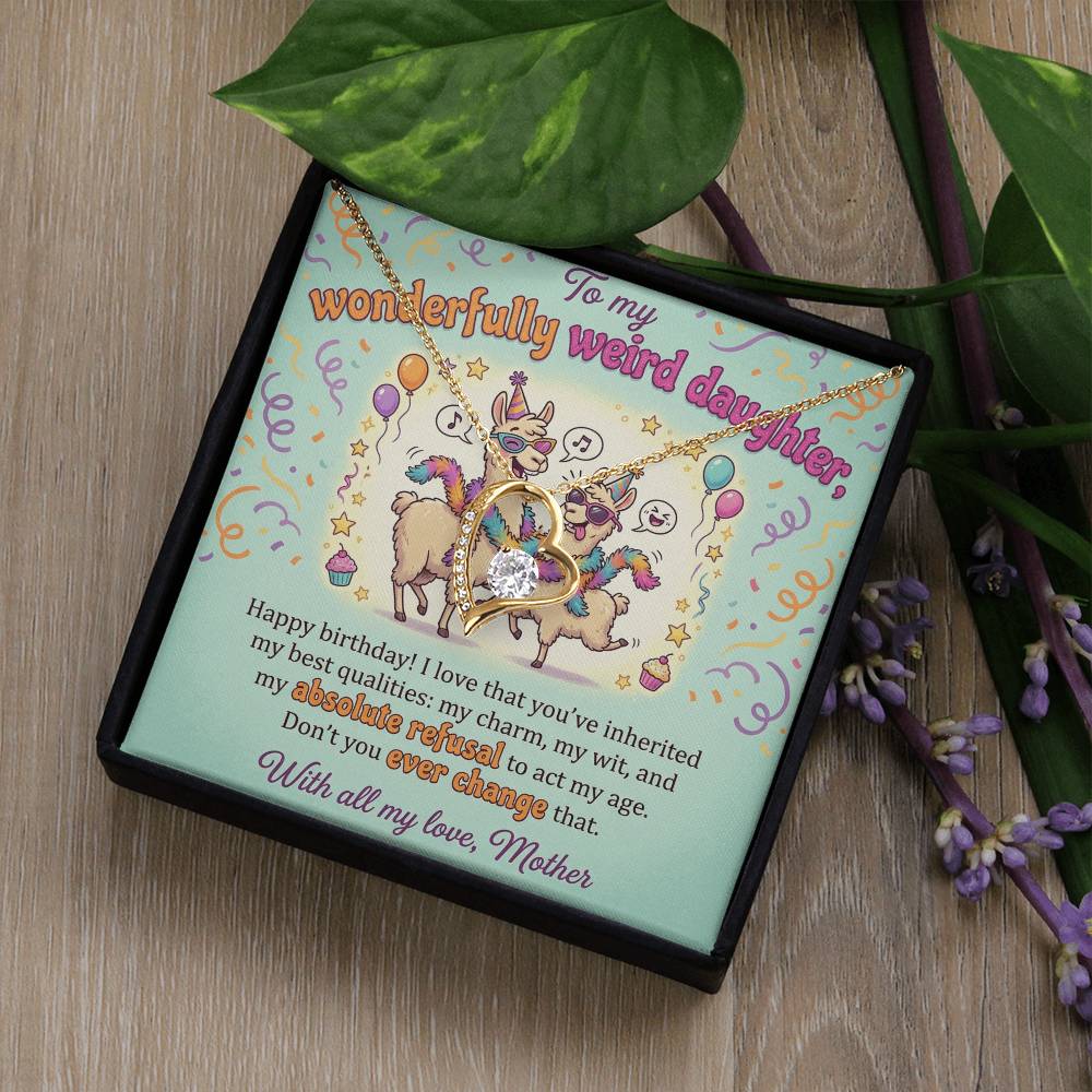 To My Daughter Necklace From Mother, Happy Birthday Gift, Funny Gift for Weird Daughter from Mom - Love Knot Necklace-LKN73327