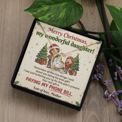 To My Daughter Necklace From Mother, Funny Christmas Gift, Sarcastic Holiday Present For Daughter From Mom, Love Knot Necklace-LKN74722