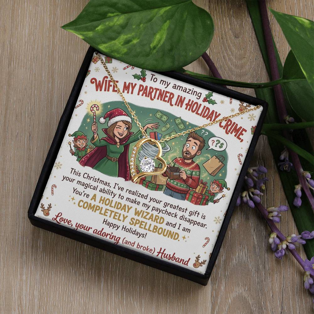 To My Wife Necklace From Husband, Funny Christmas Gift, Holiday Present for Her, My Partner in Crime - Love Knot Necklace-LKN24972