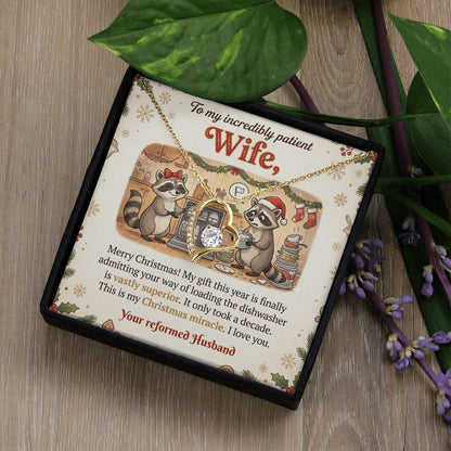 To My Wife Necklace From Husband, Funny Christmas Gift for My Patient Wife, Holiday Present - Love Knot Necklace-LKN74032