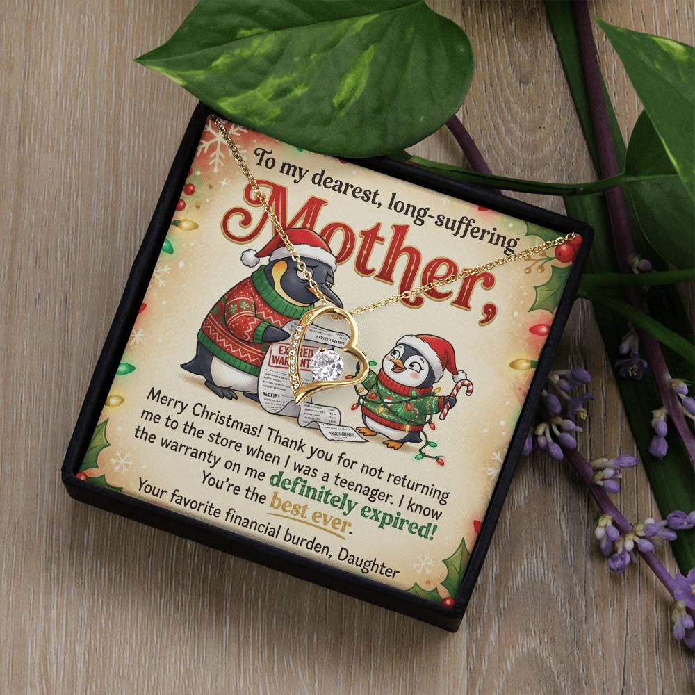 To My Mother Necklace From Daughter, Funny Christmas Gift For Mom, Birthday Present, Best Mom Ever Gift - Love Knot Necklace-LKN75077