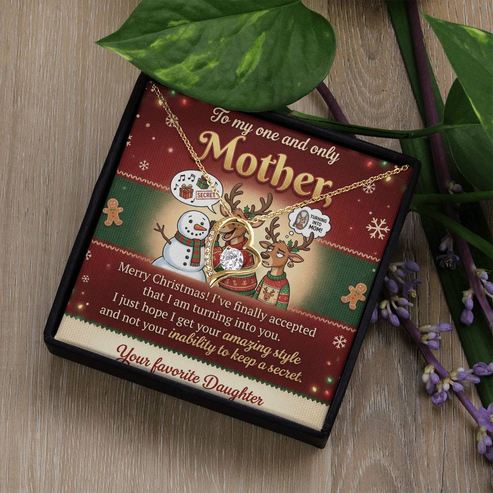 To My Mother Necklace From Daughter, Funny Christmas Gift for Mom, Holiday Present - Love Knot Necklace-LKN61833