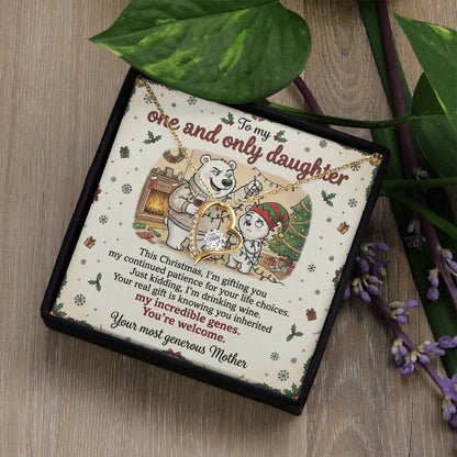 To My Daughter Necklace From Mother, Funny Christmas Gift, Mom to Daughter Present, Birthday Gift Idea, Love Knot Necklace-LKN69661