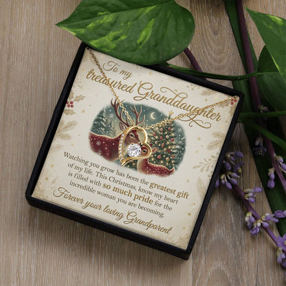 To My Granddaughter Necklace From Grandparent, Christmas Gift For Granddaughter, Grandparent To Granddaughter Gift - Love Knot Necklace-LKN23442