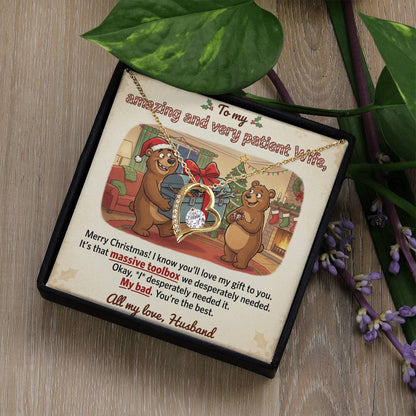 To My Wife Necklace From Husband - Funny Christmas Gift For Her, My Bad Toolbox Joke - Love Knot Necklace-LKN83749
