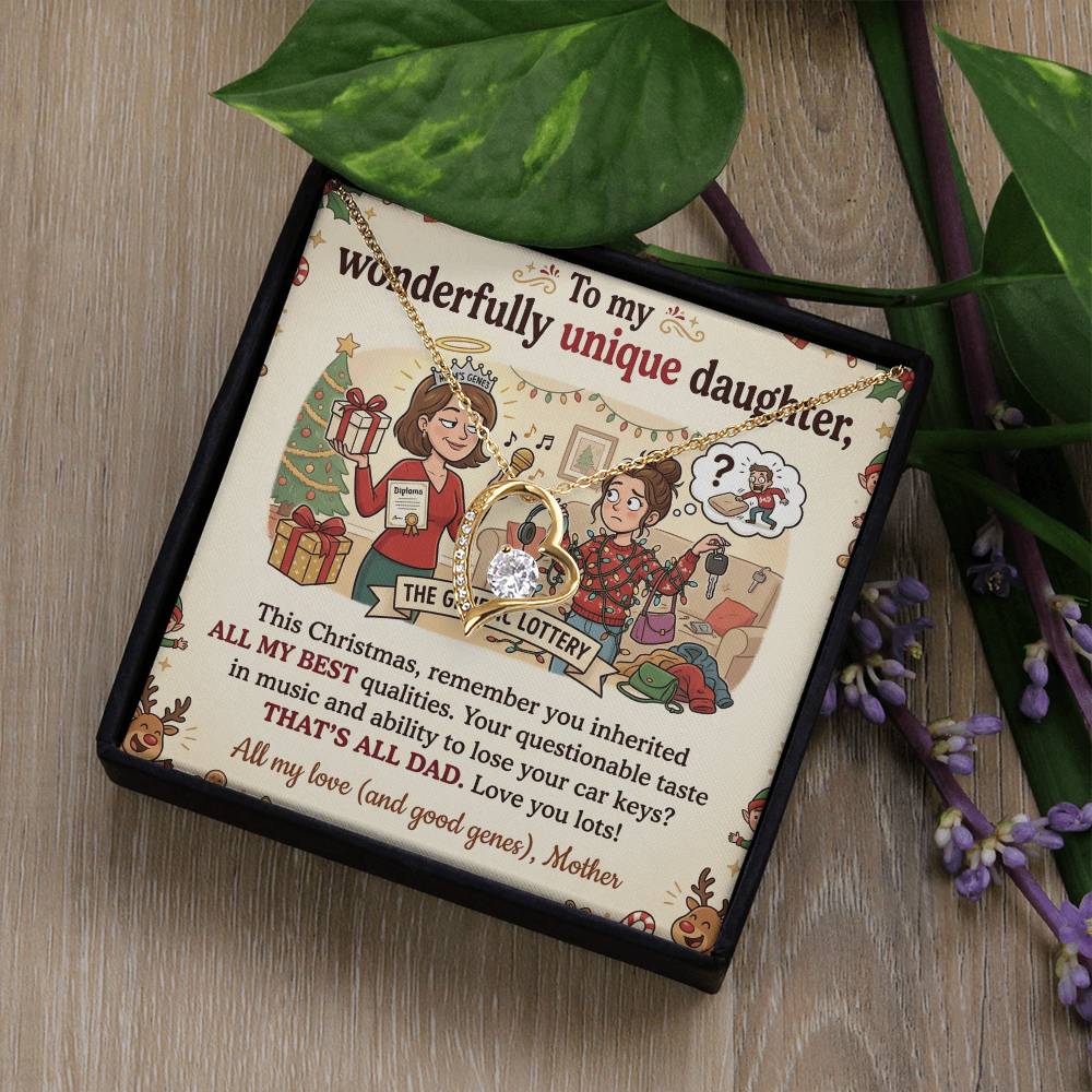 To My Daughter Necklace From Mother, Funny Christmas Gift For Daughter From Mom, Unique Birthday Gift - Love Knot Necklace-LKN19665