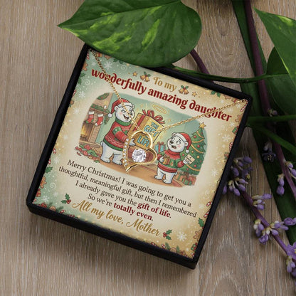 To My Daughter Necklace From Mother, Funny Christmas Gift, Mom to Daughter Holiday Present, Gift of Life Joke, Love Knot Necklace-LKN47120