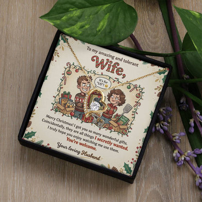 To My Wife Necklace From Husband, Funny Christmas Gift for Your Amazing and Tolerant Wife, Holiday Gift Idea, Love Knot Necklace-LKN59643