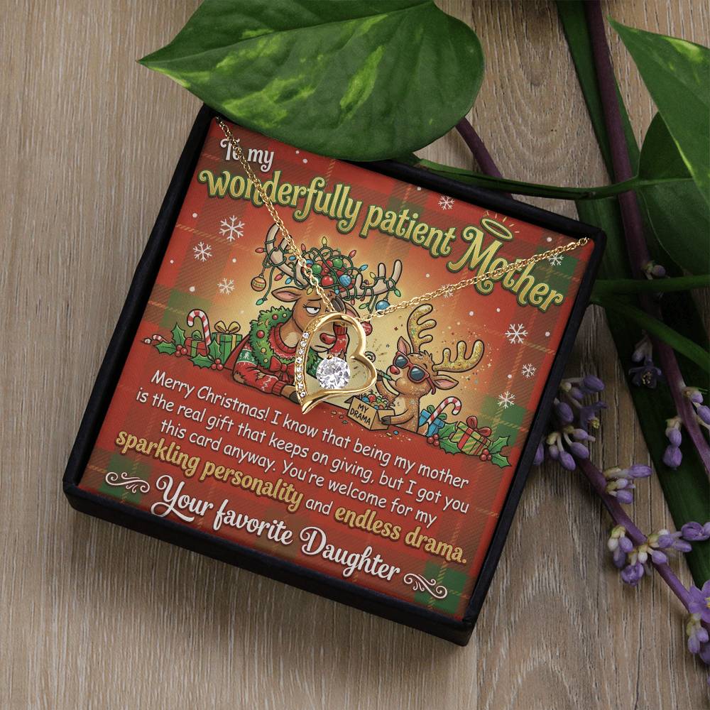 To My Mother Necklace From Daughter, Funny Christmas Gift for Mom, Holiday Jewelry Gift, Endless Drama - Love Knot Necklace-LKN21923