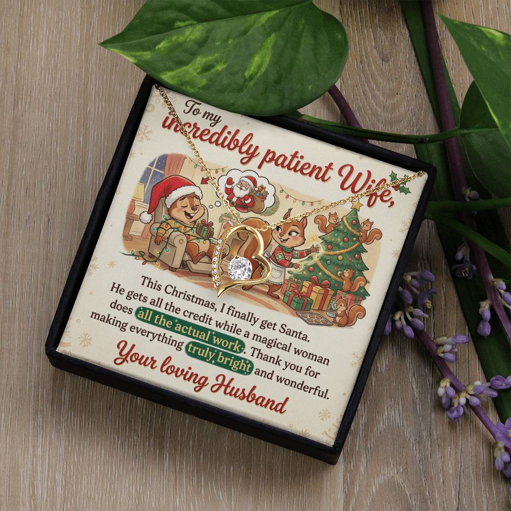 To My Wife Necklace From Husband, Funny Christmas Gift For Her, Xmas Present, Holiday Gift For Wife, Love Knot Necklace-LKN80474