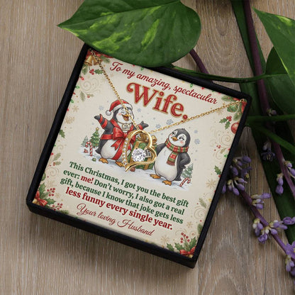 To My Wife Necklace From Husband, Funny Christmas Gift, Romantic Xmas Present for Her, Anniversary Gift, Love Knot Necklace-LKN18529