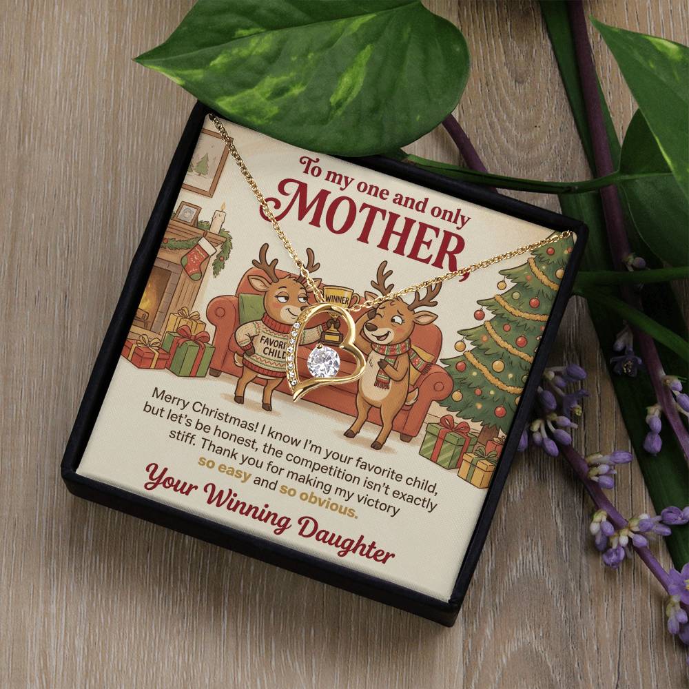 To My Mother Necklace From Daughter, Funny Favorite Child Christmas Gift, Xmas Present for Mom - Love Knot Necklace-LKN75523
