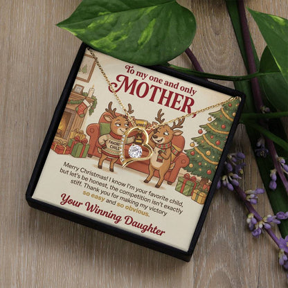 To My Mother Necklace From Daughter, Funny Favorite Child Christmas Gift, Xmas Present for Mom - Love Knot Necklace-LKN75523