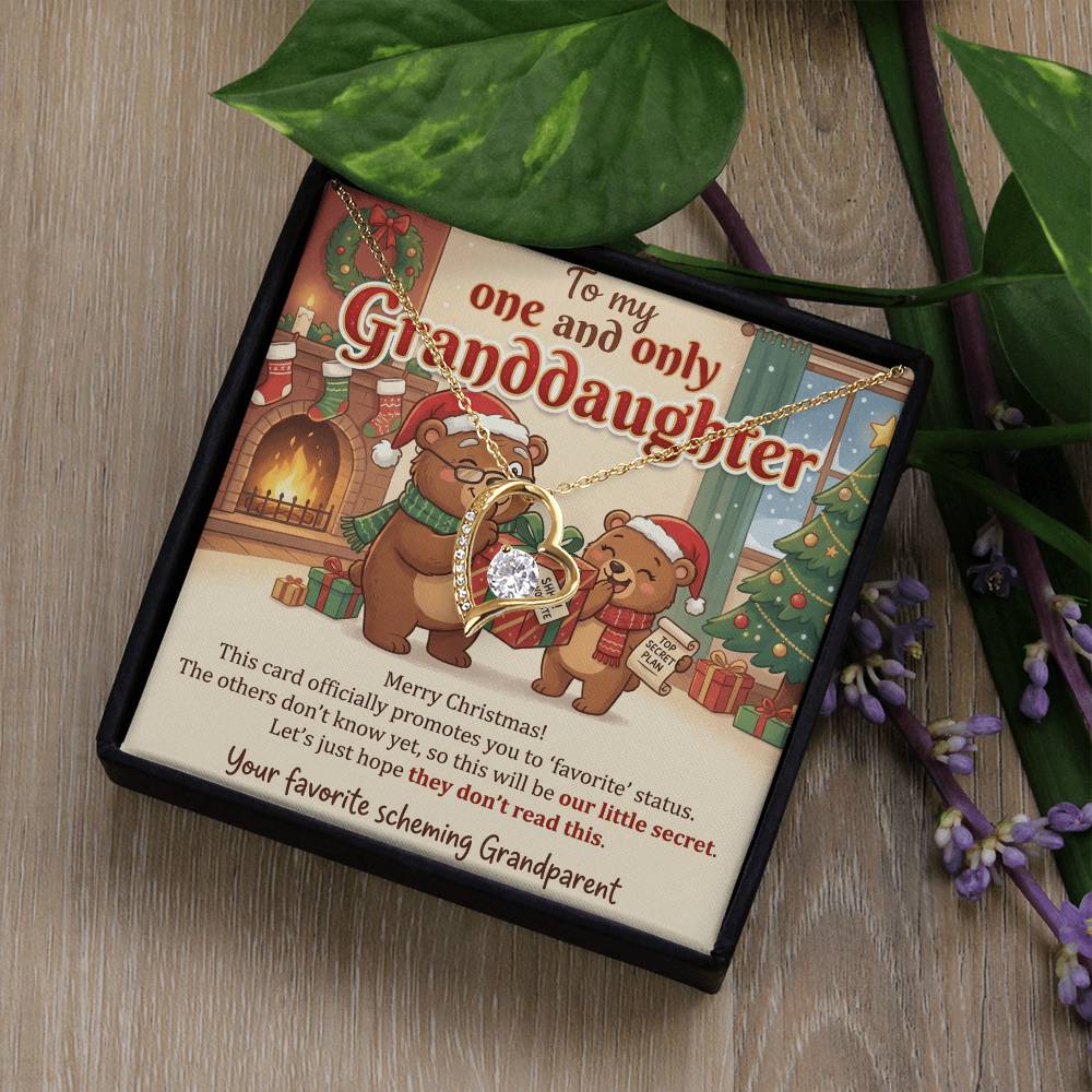 To My Granddaughter Necklace From Grandparent, Favorite Granddaughter Christmas Gift, Holiday Present for Her - Love Knot Necklace-LKN97259