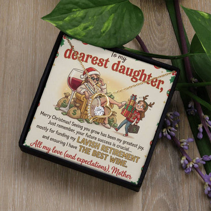 To My Dearest Daughter Necklace From Mother, Funny Christmas Gift, Humorous Xmas Present for Her, Future Success Gift, Love Knot Necklace-LKN56173