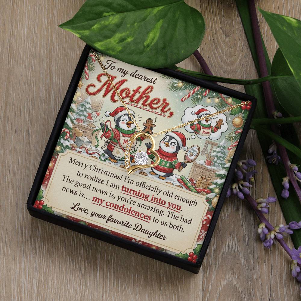 To My Mother Necklace From Daughter, Funny Christmas Gift For Mom, Mom Birthday Gift, Turning Into You - Love Knot Necklace-LKN95163