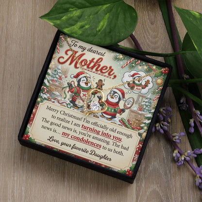 To My Mother Necklace From Daughter, Funny Christmas Gift For Mom, Mom Birthday Gift, Turning Into You - Love Knot Necklace-LKN95163