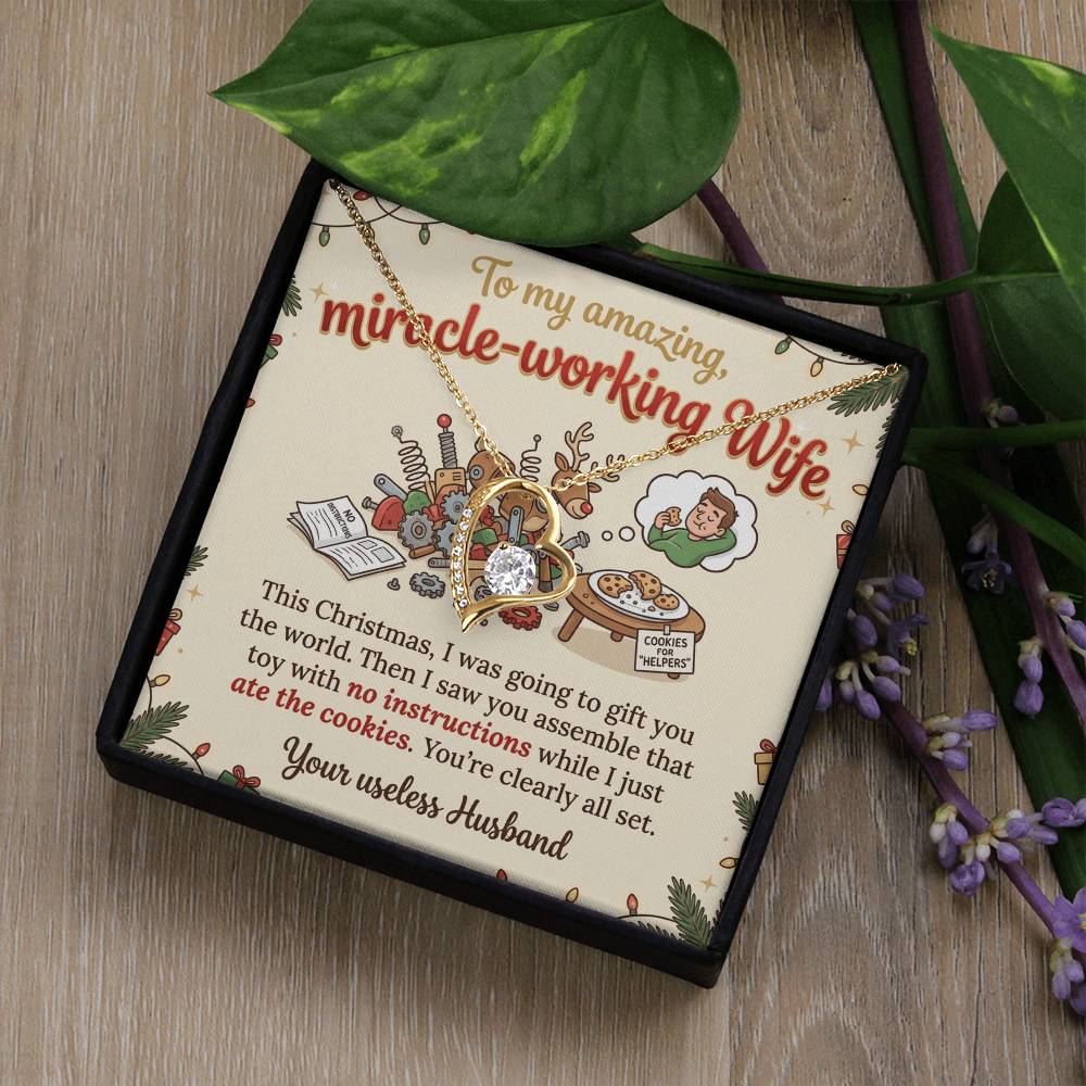 To My Wife Necklace From Husband, Funny Christmas Gift For Her, Miracle-Working Wife, Love Knot Necklace-LKN74647