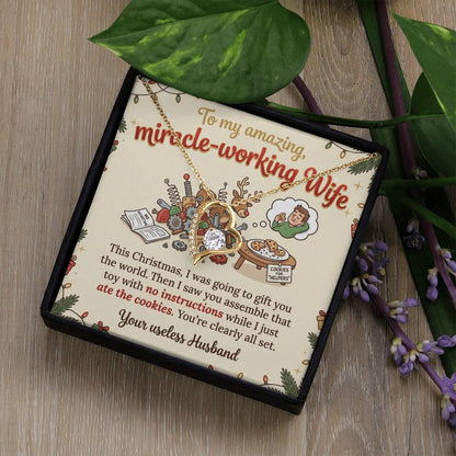 To My Wife Necklace From Husband, Funny Christmas Gift For Her, Miracle-Working Wife, Love Knot Necklace-LKN74647