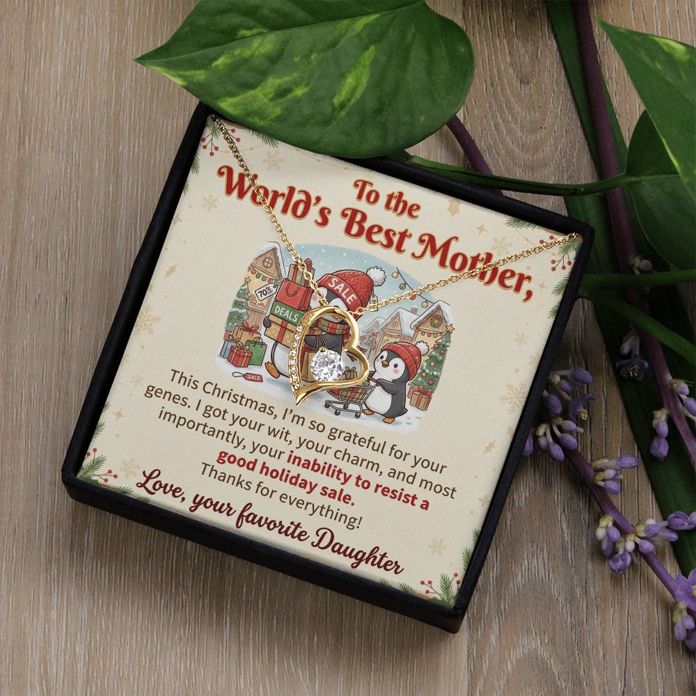 To My Mother Necklace From Daughter, Funny Christmas Gift For Mom, World's Best Mother, Birthday Gift Idea, Love Knot Necklace-LKN25516