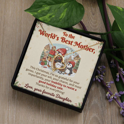 To My Mother Necklace From Daughter, Funny Christmas Gift For Mom, World's Best Mother, Birthday Gift Idea, Love Knot Necklace-LKN25516