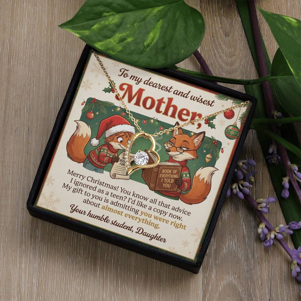 To My Mother Necklace From Daughter, Funny Christmas Gift, Holiday Present for Mom, Gift for Mother, Love Knot Necklace-LKN36053