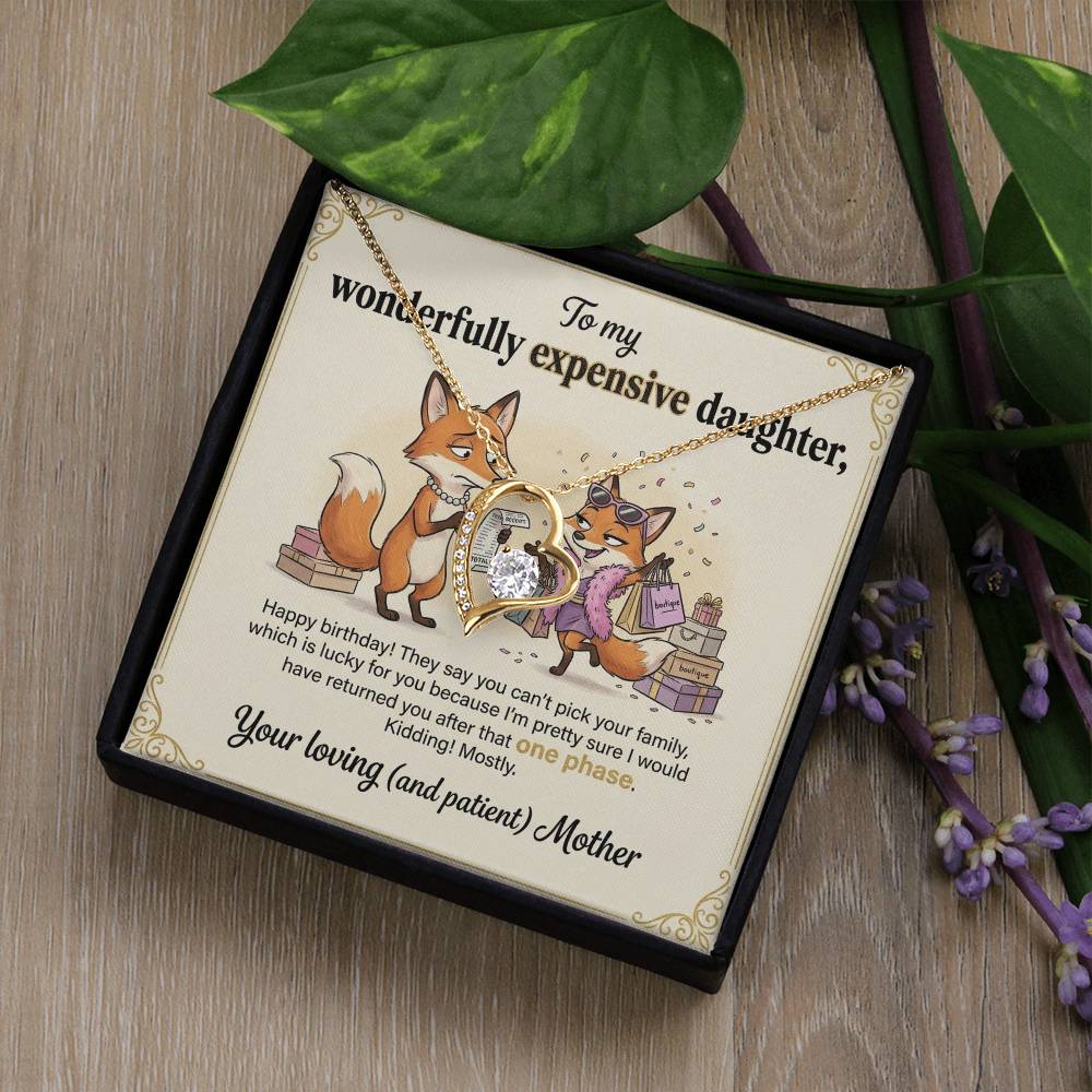 To My Daughter Necklace From Mother, Funny Birthday Gift for Daughter, Gift From Mom, Happy Birthday Daughter - Love Knot Necklace-LKN57856