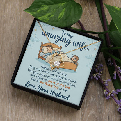 To My Wife Necklace From Your Husband, Funny Anniversary Gift for Her, Marriage Present - Love Knot Necklace-LKN15124