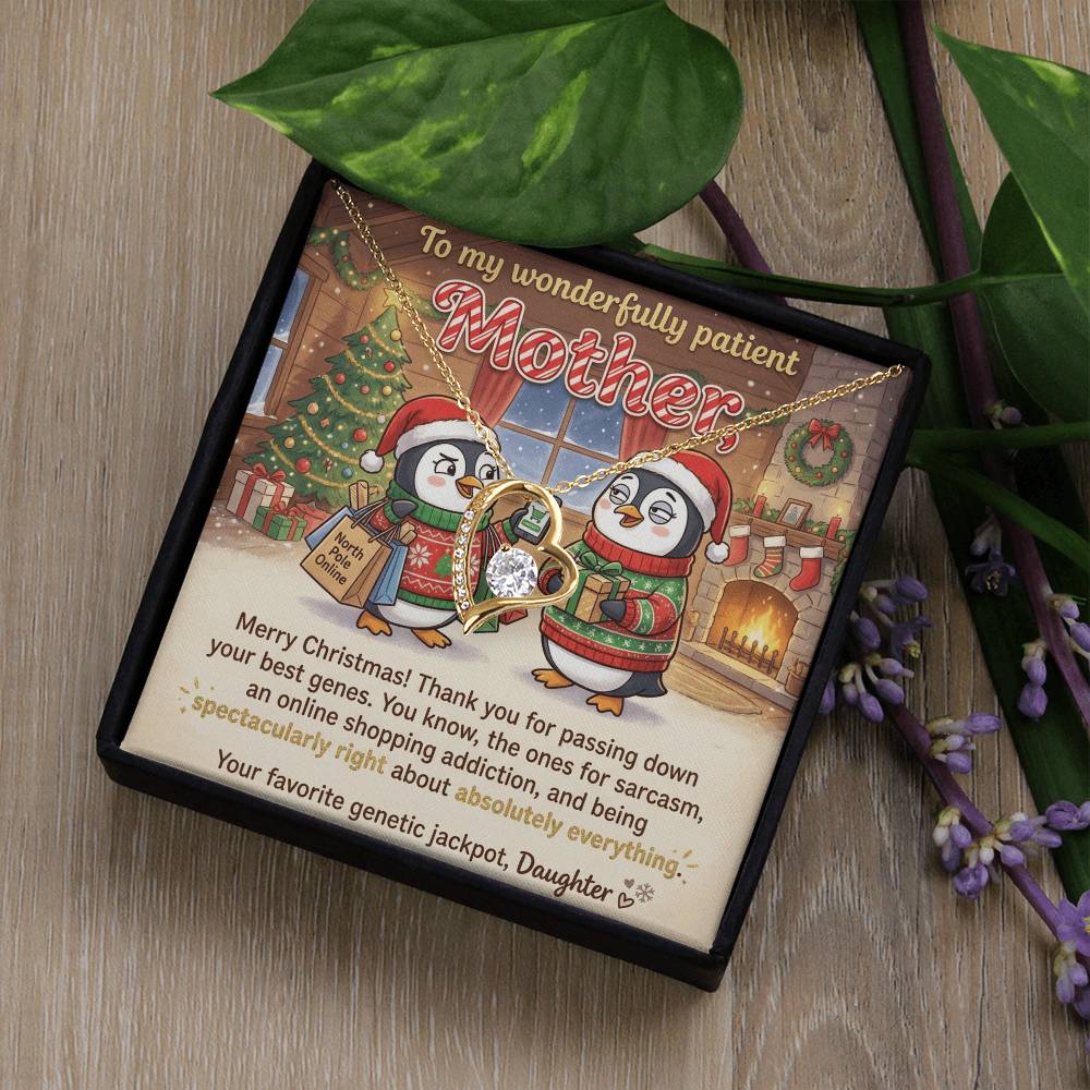 To My Mother Necklace From Daughter, Funny Merry Christmas Gift, Mom Christmas Present, Sarcastic Genes Gift - Love Knot Necklace-LKN81219