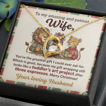 To My Wife Necklace From Husband, Funny Christmas Gift for Wife, Xmas Present, Love Knot Necklace-LKN48894