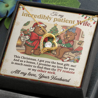 To My Wife Necklace From Husband, Funny Christmas Gift For Patient Wife, Anniversary, Birthday Gift - Love Knot Necklace-LKN77680