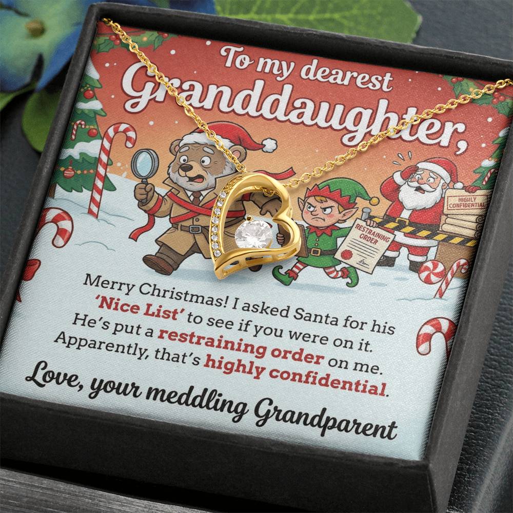 To My Granddaughter Necklace From Grandparent, Funny Christmas Gift, Humorous Holiday Present For Granddaughter - Love Knot Necklace-LKN91321