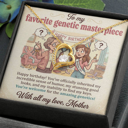 To My Daughter Necklace From Mother, Funny Happy Birthday Gift for Genetic Masterpiece, Love Knot Necklace-LKN59891