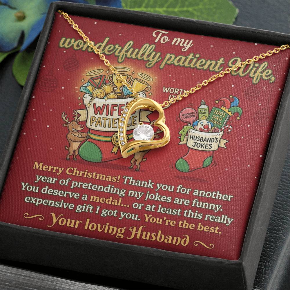 To My Wife Necklace From Husband, Funny Christmas Gift For Her, Husband to Wife Jewelry, Holiday Gift for Wife - Love Knot Necklace-LKN80863