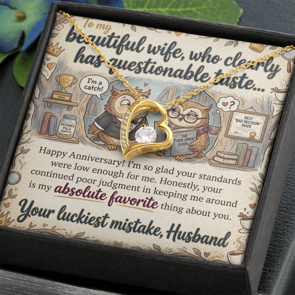 To My Wife Necklace From Husband, Funny Anniversary Gift For Her, Love Knot Necklace-LKN88044