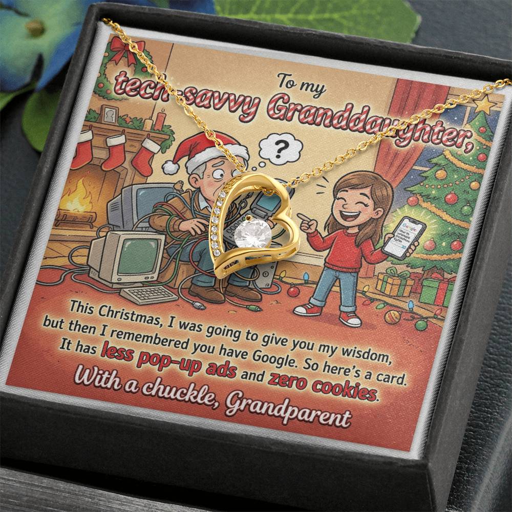 To My Granddaughter Necklace From Grandparent - Funny Christmas Gift, Humorous Tech-Savvy Granddaughter Xmas Present - Love Knot Necklace-LKN45469