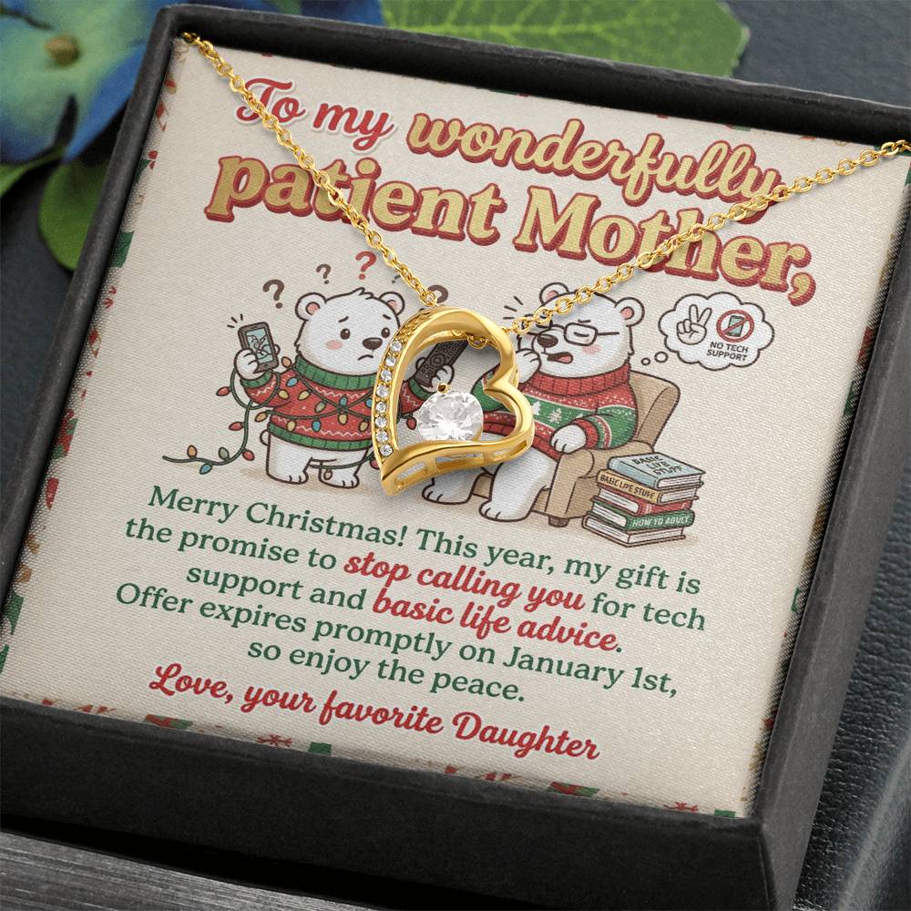 To My Mother Necklace From Daughter, Funny Christmas Gift For Mom, Holiday Gift For Patient Mother - Love Knot Necklace-LKN41986