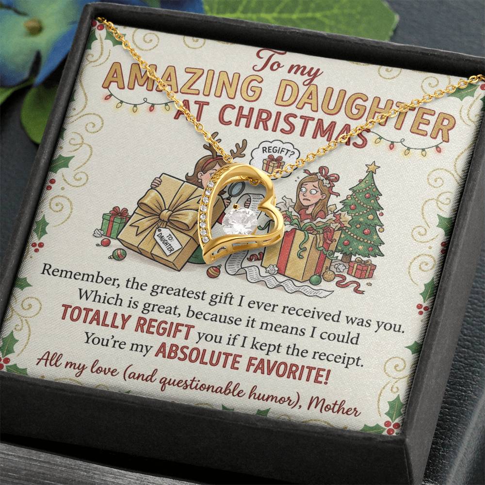 To My Daughter Necklace From Mother - Funny Christmas Gift, Holiday Present For My Absolute Favorite Daughter - Love Knot Necklace-LKN12631