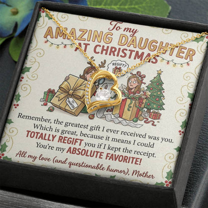 To My Daughter Necklace From Mother - Funny Christmas Gift, Holiday Present For My Absolute Favorite Daughter - Love Knot Necklace-LKN12631