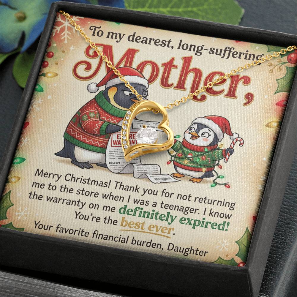 To My Mother Necklace From Daughter, Funny Christmas Gift For Mom, Birthday Present, Best Mom Ever Gift - Love Knot Necklace-LKN75077